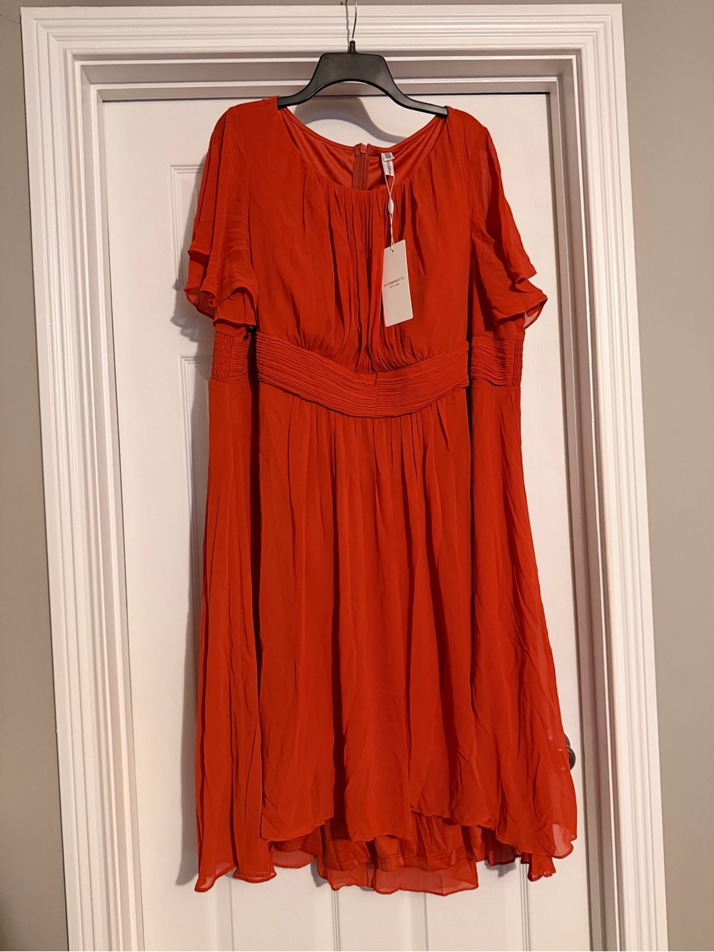 Women's orange Short Sleeve Chiffon Dress